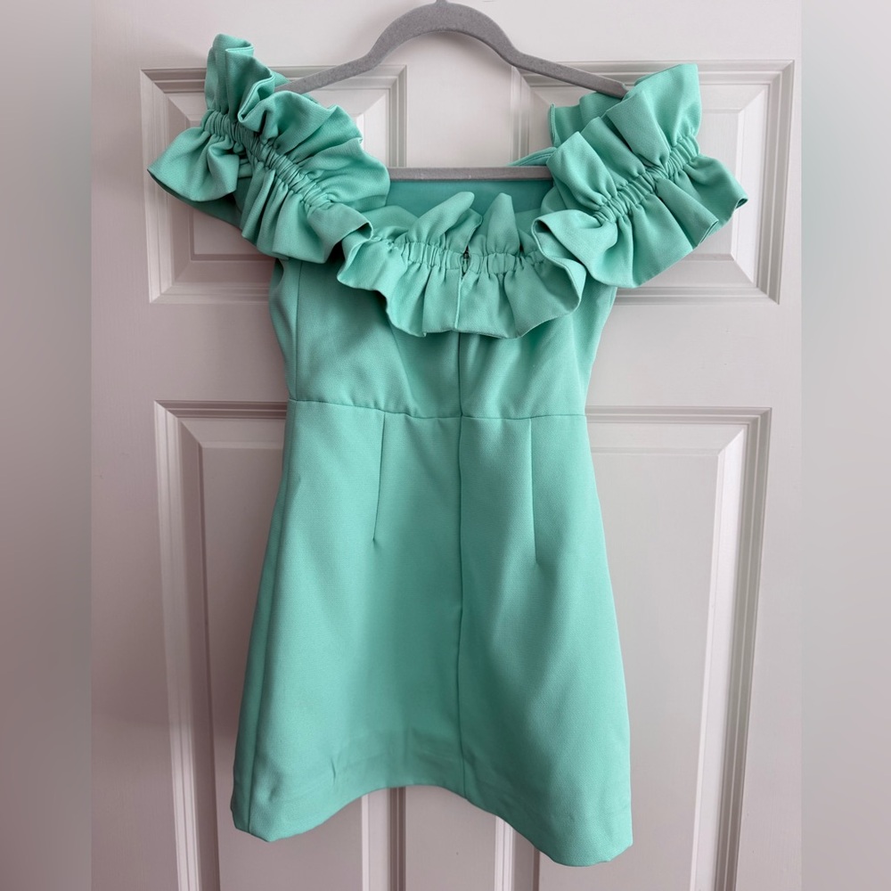 Mint Green mini off the shoulder dress